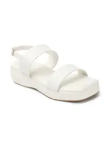 ICONICS Women's Fashionable Backstrap Comfortable Sandals Colour-White, Size-UK 4