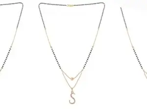 Gold Plated Traditional Black Bead Single Line American Diamond Pendant Jewellary set for Women(Combo) Pack of 3MCNC-52-1-44-/