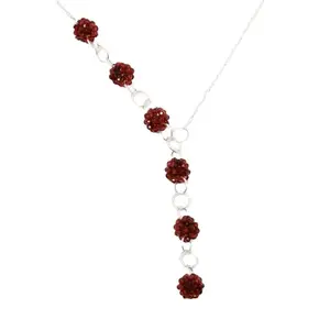 Superb Red Garnet Y Shape Gemstone Sterling Silver Necklace For Woman And Girls | Handmade Necklace | Healing Power Necklace