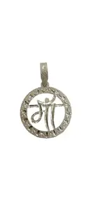 Ornaments Silver Gifts Present Customizable Letter 'माँ ' Maa Crown Pendant, Circular Design Locket, Silver-Toned Accent, Pack of 1