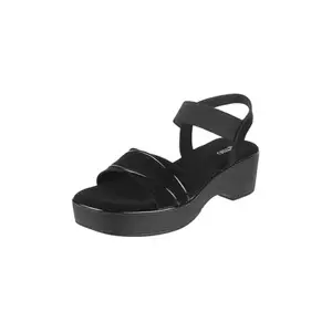 Metro Women Black Wedge Heel Comfort Fashion Backstrap Sandal UK/7 EU/40 (34-313)
