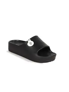 AADI Women's Black EVA Breathable | Stylish | Anti-Skid | Comfortable Casual Slides/Flip Flop & Slippers