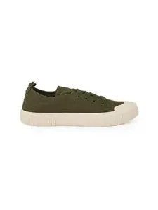 Styli Men's Olive Canvas Lace up Casual Shoes