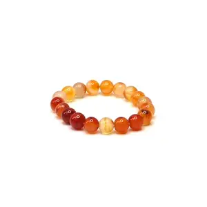 The Cosmic Connect Feng-Shui Natural Carnelian 10mm Beads Energized and Affirmed Carnelian Crystal Bracelet, Chakra Balancing, bracelet for woman and Men