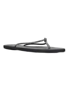 Inc.5 Womens Black Casual Striped T-Strap Flats