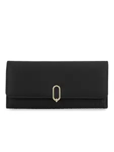 E2O Glamorous Black Quilted Metallic Touch Wallet for Women