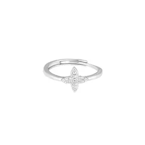 RACHIVA 925 Sterling Silver Floweret Zircon Ring | Adjustable Floral CZ Ring for Girls & Women | Stylish Everyday Gift Jewelry with 925 Hallmark & Authenticity Certificate