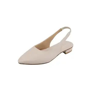 Metro Women's Off White Pointed Toe Slingback Flats with Elastic Heel Strap UK/8 EU/41(31-1045)