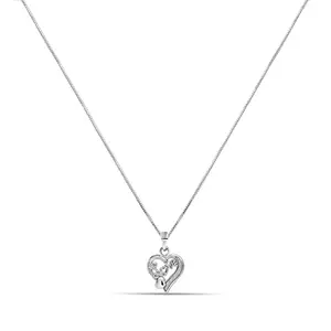 Amazon Brand - Anarva 925 Sterling Silver BIS Hallmarked Glitter Dauble Heart I LOVE YOU Pendant Necklace for Girls and Women
