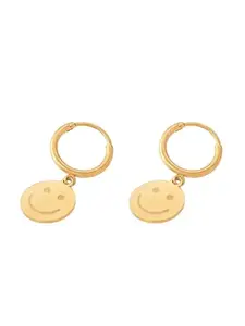 PALMONAS Smiley Face Hoop Earrings- 18k Gold Plated