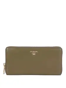 Da Milano Genuine Leather Green Zip Around Womens Wallet (0840OL)