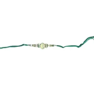 ishaanvi creations Handcrafted Beaded Bracelet, Green Cord with Mint Stone and Pearl Accents, Adjustable String