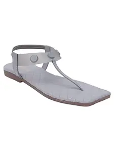 Shuz Touch Women Flat Lilac Thong Sandals - Grey