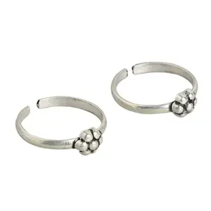 ZAVYA 925 Sterling Silver Floral Rhodium Plated Adjustable Pair Toe Ring | Gift for Women | With Certificate and 925 Hallmark
