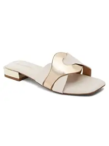Bruno Manetti women's White Slipon Back open flat Sandal