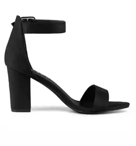 GLO GLAMP Suede Outer Meterial Ankle Strap Block Heel Sandals