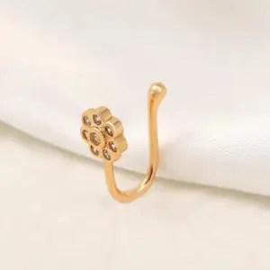 Non-Piercing Clip-on Nose Ring Stud, Pressing Type Design for Women, Girls (JWL-NS-01)