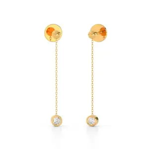 Perrian Sui-dhaga 14K Yellow Gold earring in natural diamonds | Sui Dhaga Earring | SI-IJ Clarity