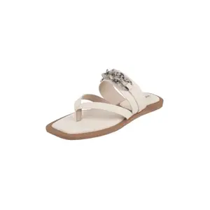 Mochi Women Beige Synthetic Leather Fashionable Anklestrap Slip-on Chappal UK/7 EU/40 (32-887)