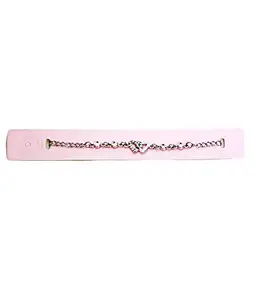 La Belleza Adjustable Silver color Heart Chain Bracelet Rhinestone for Girls and Women for Gifting Purpose