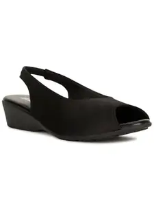 Bata Hailey Peep Toe Women Sandal Casual Open Toe Ballerina In Black, 8 UK