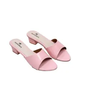 Stylish Trending Heeled Sandals, Open Toe, Slip-On (Pink, UK Footwear Size System, Adult, Women, Numeric, Medium, 6)