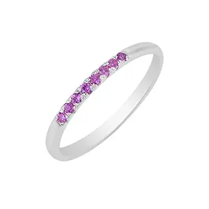 AZURFA Pink Sapphire Gemstone 925 Sterling Silver Eternity Band Ring, Perfect Valentines gift for Her, Hand Crafted Artisan Jewelry -10, Garba Jewelry For Women