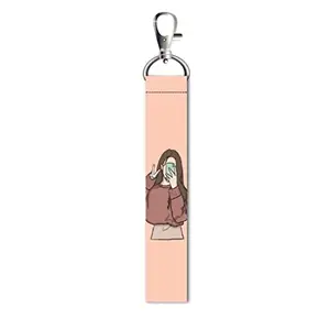 ISEE 360® Cute Girl Selfie Lanyard Bag Tag with Swivel Lobster for Gift Luggage Bags Backpack Laptop Bags Students Workers L X H 5 X 0.8 INCH