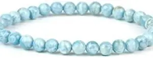 8MM Larimar Bracelet, Calming, Pastel Blue Wedding, Aqua Beach Jewelry, Larimar Quartz Stretchable Elastic Handmade Fashion Jewellery Bracelet for Women and Men for Reiki Healing Gemstone