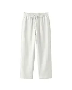 JUNIOR CLUB Premium Linen Straight Fit Pants with Elastic Waist
