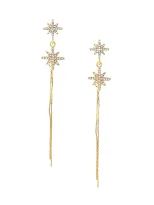Kairangi Earrings for Women and Girls Pearl Dangler | Gold Toned Star Designed Crystal Long Danglers Earrings | Birthday Gift for girls and women Anniversary Gift for Wife