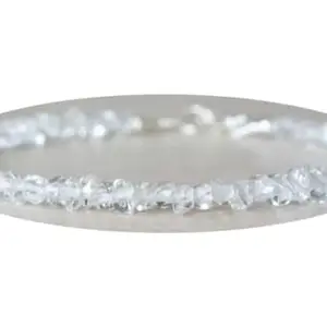 RRJEWELZ Natural Herkimer Diamond 3-5mm Fancy Shape Faceted Cut Gemstone Beads 7 Inch Silver Plated Clasp Bracelet For Men, Women. Natural Gemstone Link Bracelet. | Lcbr_03539