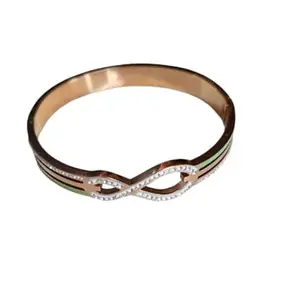 Achivus American Diamond Magnificent Design Luxurious Bracelet for Women/Girls Rose Gold (Pack Of 1)