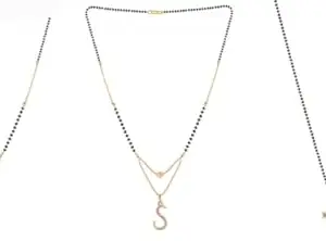Gold Plated Traditional Black Bead Single Line American Diamond Pendant Jewellary set for Women(Combo) Pack of 3 MSCN-5-1-42-