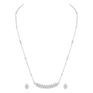 Mahi Dual Side Spikes Ethereal Solitaire Crystal Pendant Set for Women (NL1103791RWhi)