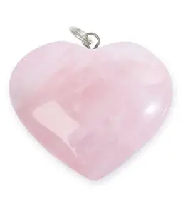 Divinity Healing Crystals Natural Pink Rose Quartz Heart Shape Pendant for Love, Romance & Marriage Luck