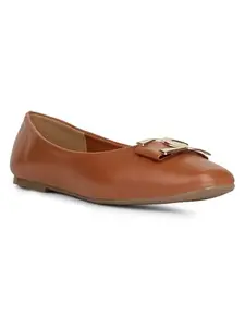 Bata Women's Casual Ballerina Flats Stylish Comfort for Everyday Wear TAN
