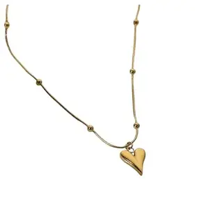 Sterling Golden Plated Love Heart Shape Anti-Tarnish Pendant Necklace