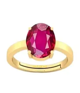 VKG GEMS 6.25 Ratti 5.00 Carat A+ Quality Natural Burma Ruby Manik Unheated Untreatet Gemstone Gold Ring for Women's and Men's(Lab Certified)(G01)