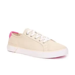 Tommy Hilfiger Cotton Solid Beige Women Flat Sneakers (F23HWFW223) Size- 37