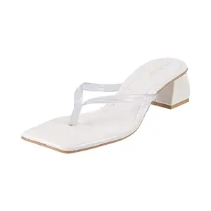 Metro Women White Block Heel Fashion Slip-on UK/8 EU/41 (40-76)