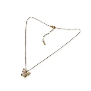 Rose Jewel Anti Tarnish Gold Chain Plated OFF White Color Butterfly Pendant Necklace for Women and Girls
