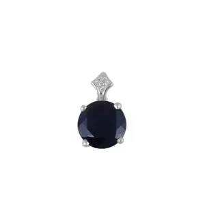 Hiflyer Jewels Natural Black Spinel Round Gemstone Pendant With Chain In 925 Sterling Silver | 925 Stamp Jewelry | Gifts For Women