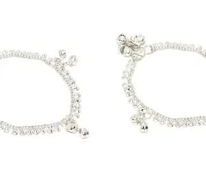 Fashion Accessories Anklet Baby Silver Plated Anklets Payal Ghungaroo for Kids Children Baby Girls (0-6) Months.1Pair
