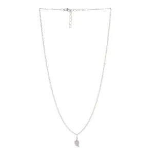 Ayesha Elegant Silver-Toned Leaf Pendant Necklace