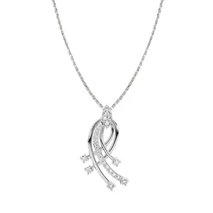 CLARA 925 Sterling Silver Iris Pendant Chain Necklace | Rhodium Plated, Swiss Zirconia | Gift for Women and Girls