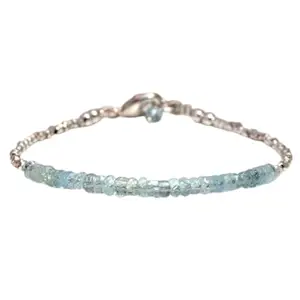 RRJEWELZ Aquamarine Bracelet for Men & Women – 2.5-3mm Rondelle Faceted Blue Beads – 7 inch adjustable with Rose Gold Plated Clasp – Healing, Fashion, Gift, Spiritual, Yoga|LCBR_RR_00661