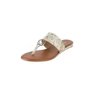 Metro Women Gold Faux Leather Printed Casual Flats UK/8 EU/41(32-1046)