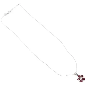 Rajasthan Gems Pendant Necklace with Chain 925 Sterling Silver 16.0" inches Natural Ruby Manik Gem Stone & Real Natural Diamonds Diamond Handmade k661