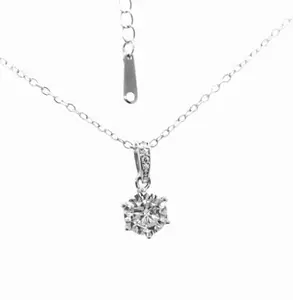 Crystal Solitaire Pendant Necklace, Cubic Zirconia, Minimalist Style, Partyor Wedding Anniversary Gift for Women